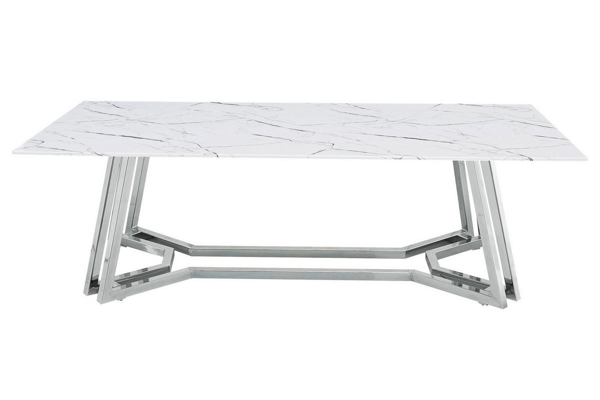 COUCHTISCH Sicherheitsglas 110/60/40 cm rechteckig Weiß, Chromfarben  - Chromfarben/Weiß, Design, Glas/Metall (110/60/40cm) - Livetastic