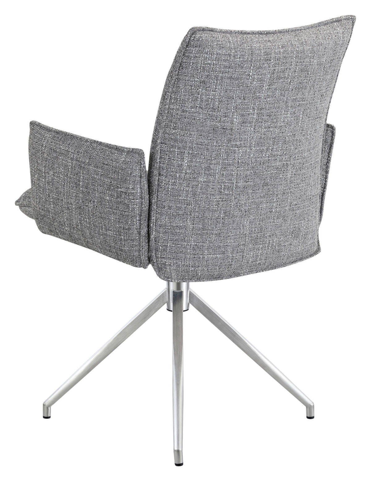 ARMLEHNSTUHL  Sitzfläche 360° drehbar, automatische Rückholfunktion Webstoff  Grau, Edelstahlfarben  - Edelstahlfarben/Grau, Design, Textil/Metall (60,5/87/61,5cm) - Novel