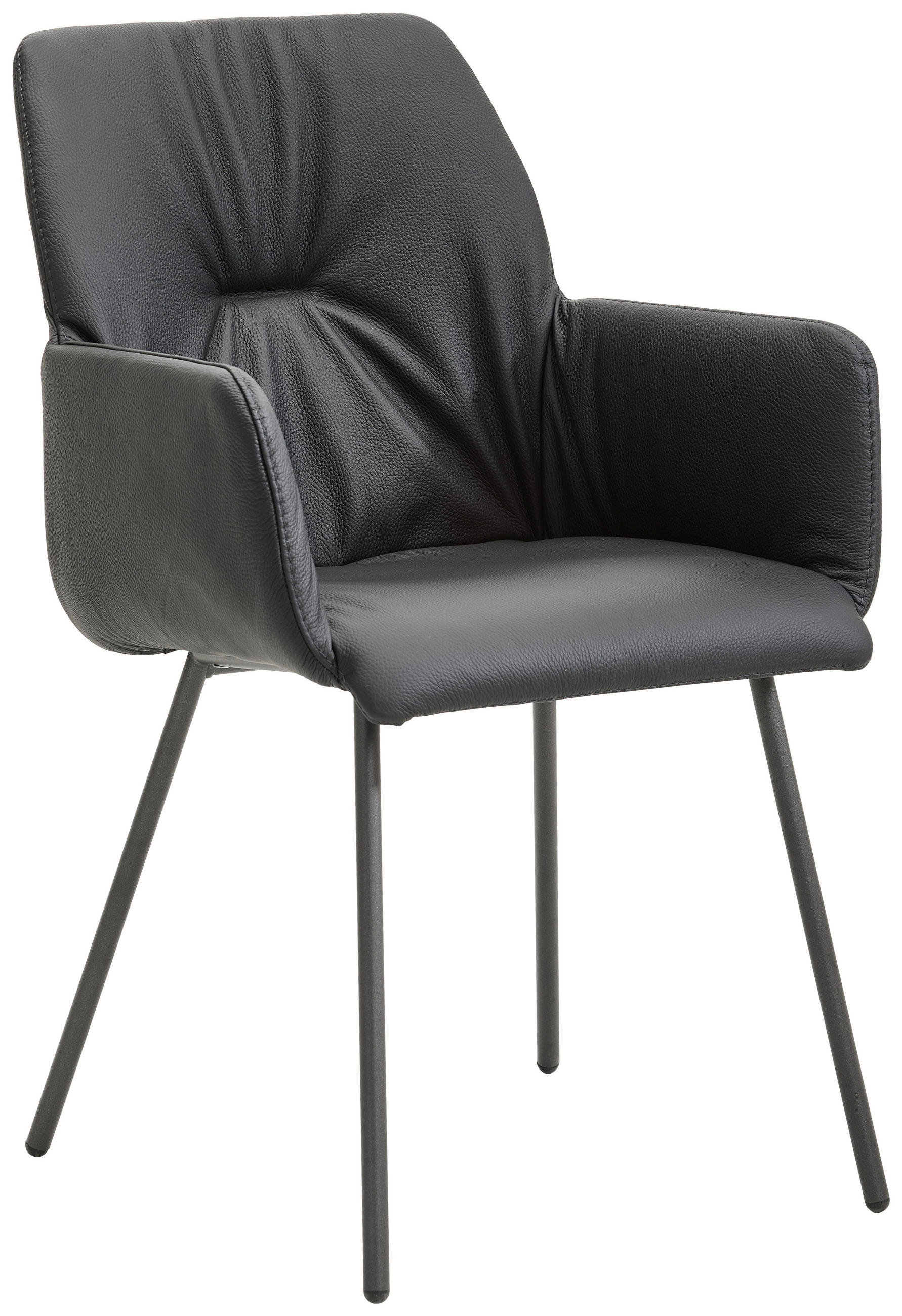 ARMLEHNSTUHL  in Echtleder pigmentiert  - Anthrazit/Schwarz, Design, Leder/Metall (55/89/59cm) - Bert Plantagie