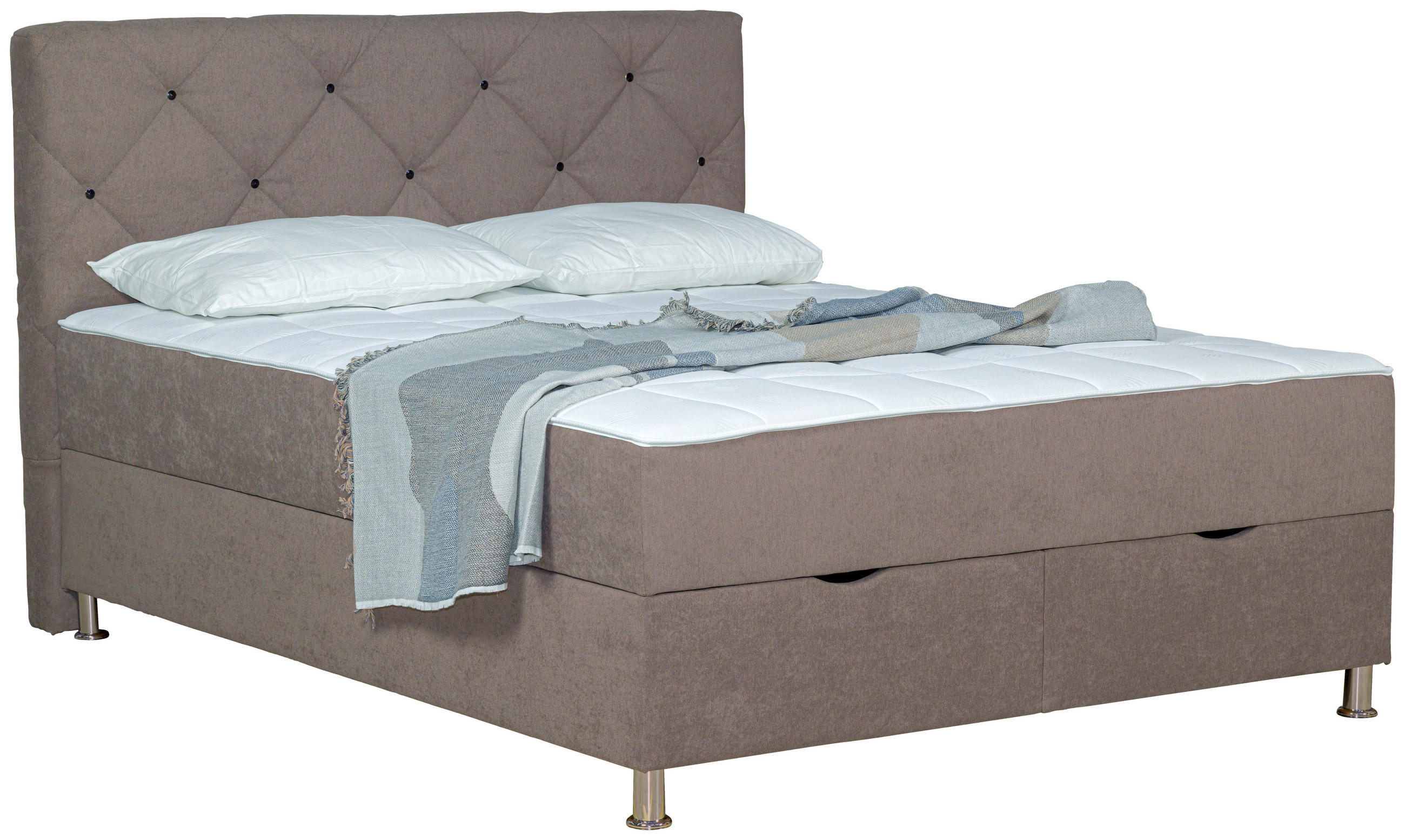 BOXBETT 180/200 cm  in Hellbraun  - Chromfarben/Hellbraun, Design, Kunststoff/Textil (180/200cm) - Boxxx