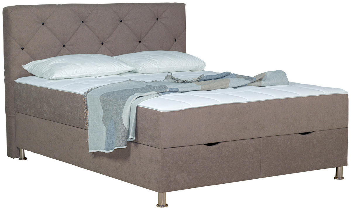 BOXBETT 180/200 cm  in Hellbraun  - Chromfarben/Hellbraun, Design, Kunststoff/Textil (180/200cm) - Boxxx
