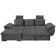 ECKSOFA in Mikrovelours Grau  - Schwarz/Grau, KONVENTIONELL, Kunststoff/Textil (170/275cm) - Carryhome