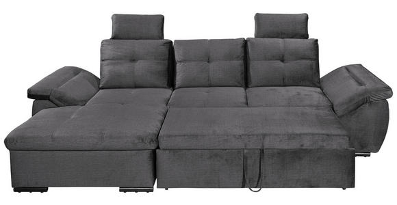 ECKSOFA in Mikrovelours Grau  - Schwarz/Grau, KONVENTIONELL, Kunststoff/Textil (170/275cm) - Carryhome