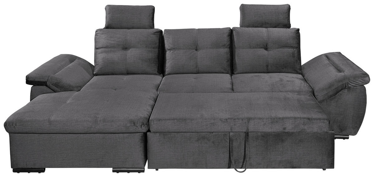 ECKSOFA in Mikrovelours Grau  - Schwarz/Grau, Konventionell, Kunststoff/Textil (170/275cm) - Carryhome