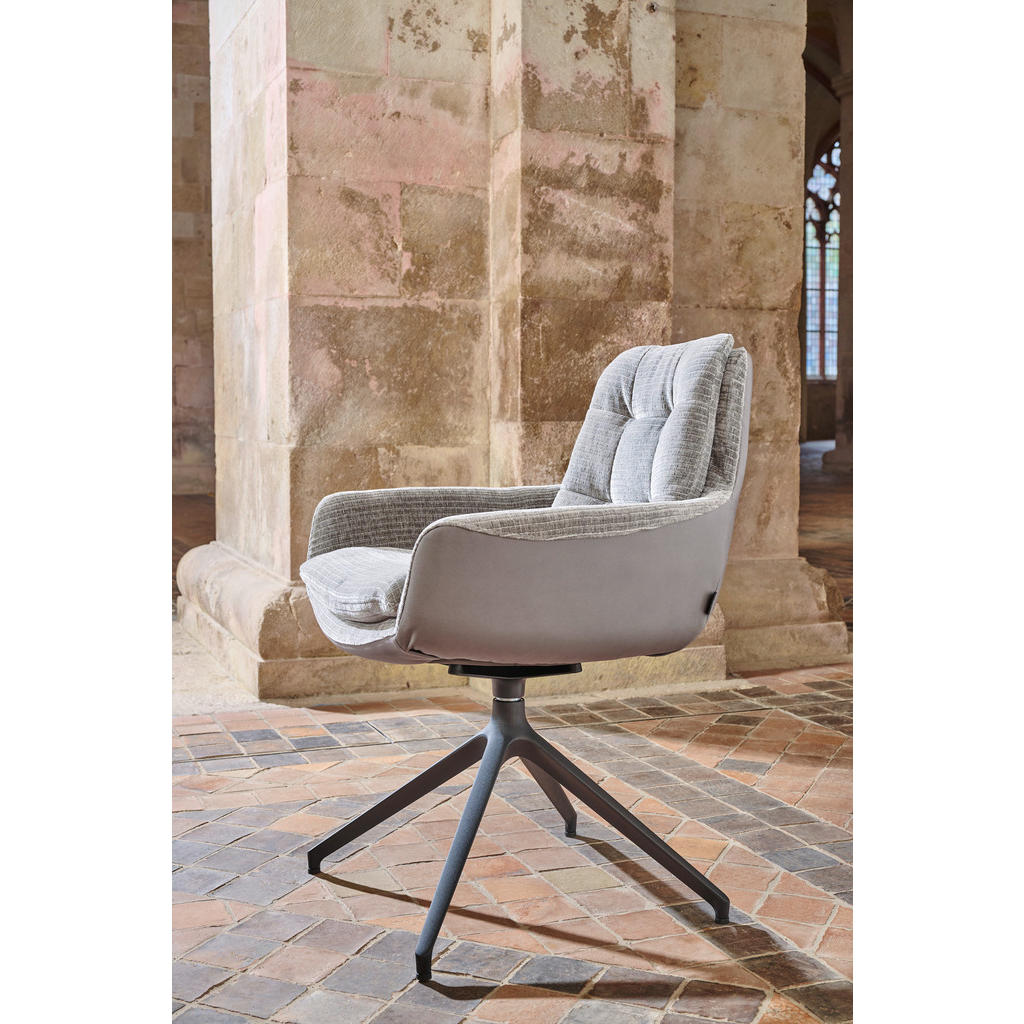 Thumbnail - Johann Jakob Armlehnstuhl, Grau, Textil, Drehkreuz, 63x90x69 cm, Blauer Engel, Goldenes M, Dgm, Oeko-Tex® Standard 100, ...