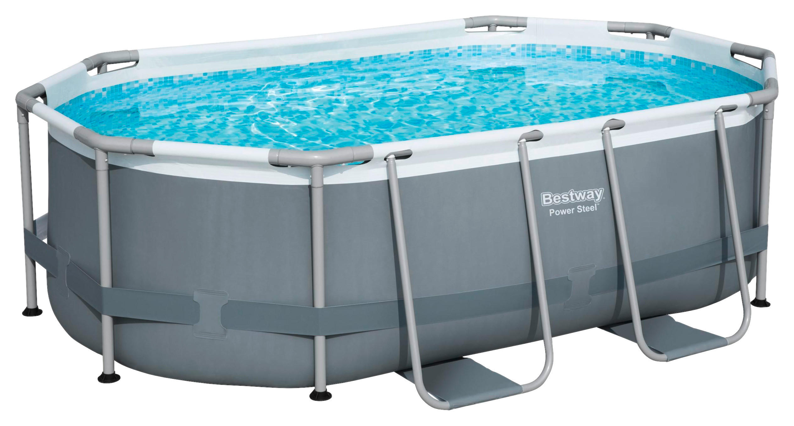 BAZÉN 305/200/84 cm - šedá/bílá, Basics, kov/plast (305/200/84cm) - Bestway