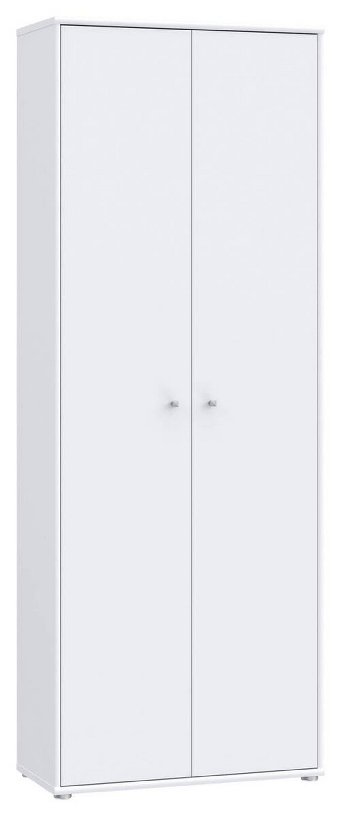 DREHTÜRENSCHRANK in Weiss  - Weiss/Alufarben, Design, Holzwerkstoff (73,7/197,5/34,8cm)