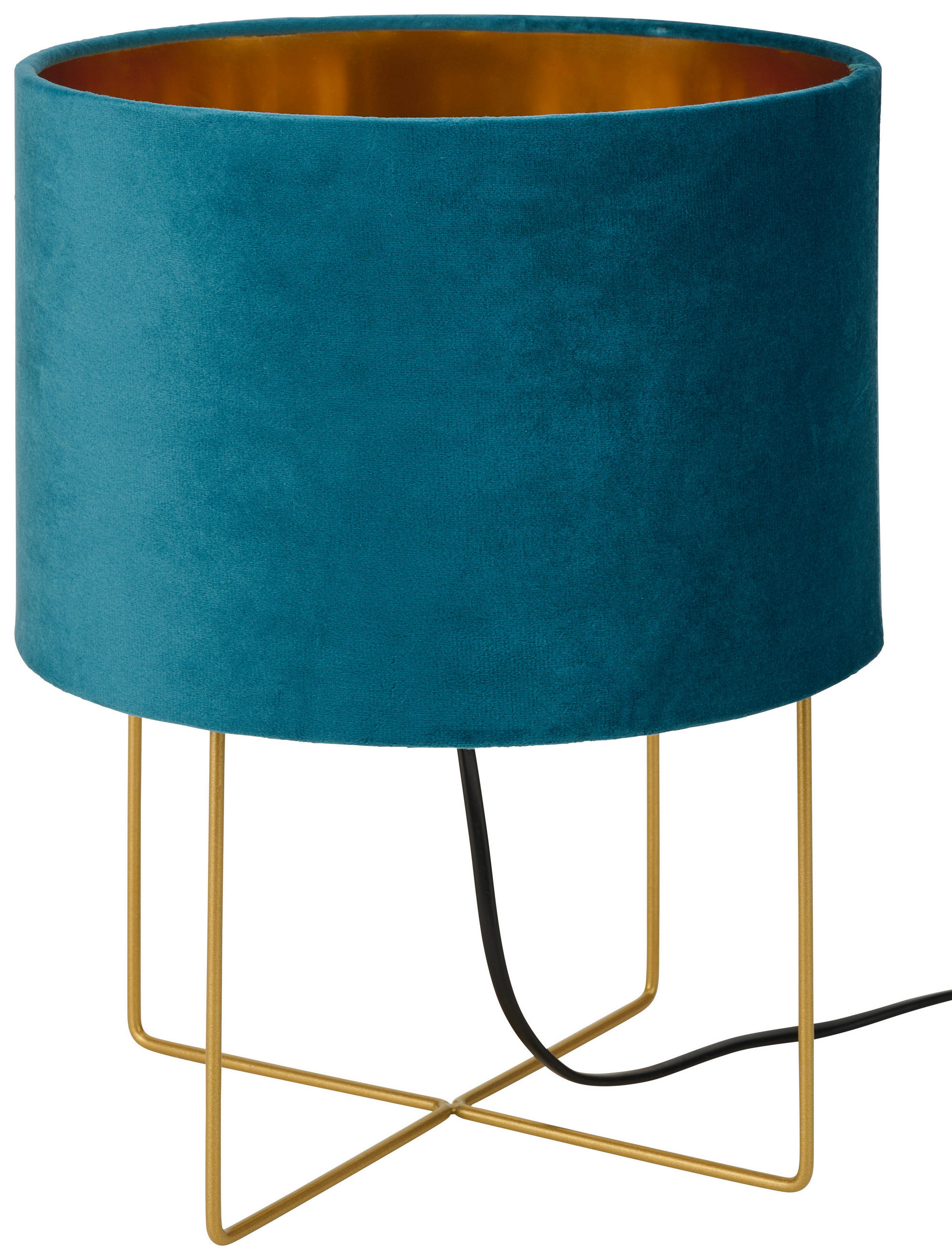 TISCHLEUCHTE - Türkis/Goldfarben, Design, Textil/Metall (24/32cm) - Fischer & Honsel