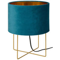 BORDSLAMPA Aura 24/32 cm   - turkos/guldfärgad, Design, metall/textil (24/32cm) - Fischer & Honsel