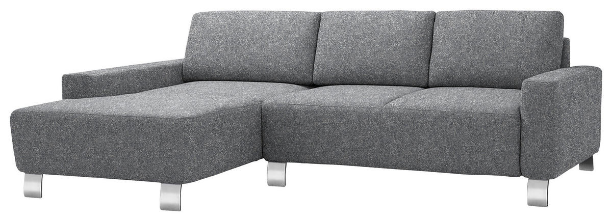 ECKSOFA  in Mikrovelours Grau  160/248 cm  - Alufarben/Grau, Design, Textil/Metall (160/248cm) - Sedda