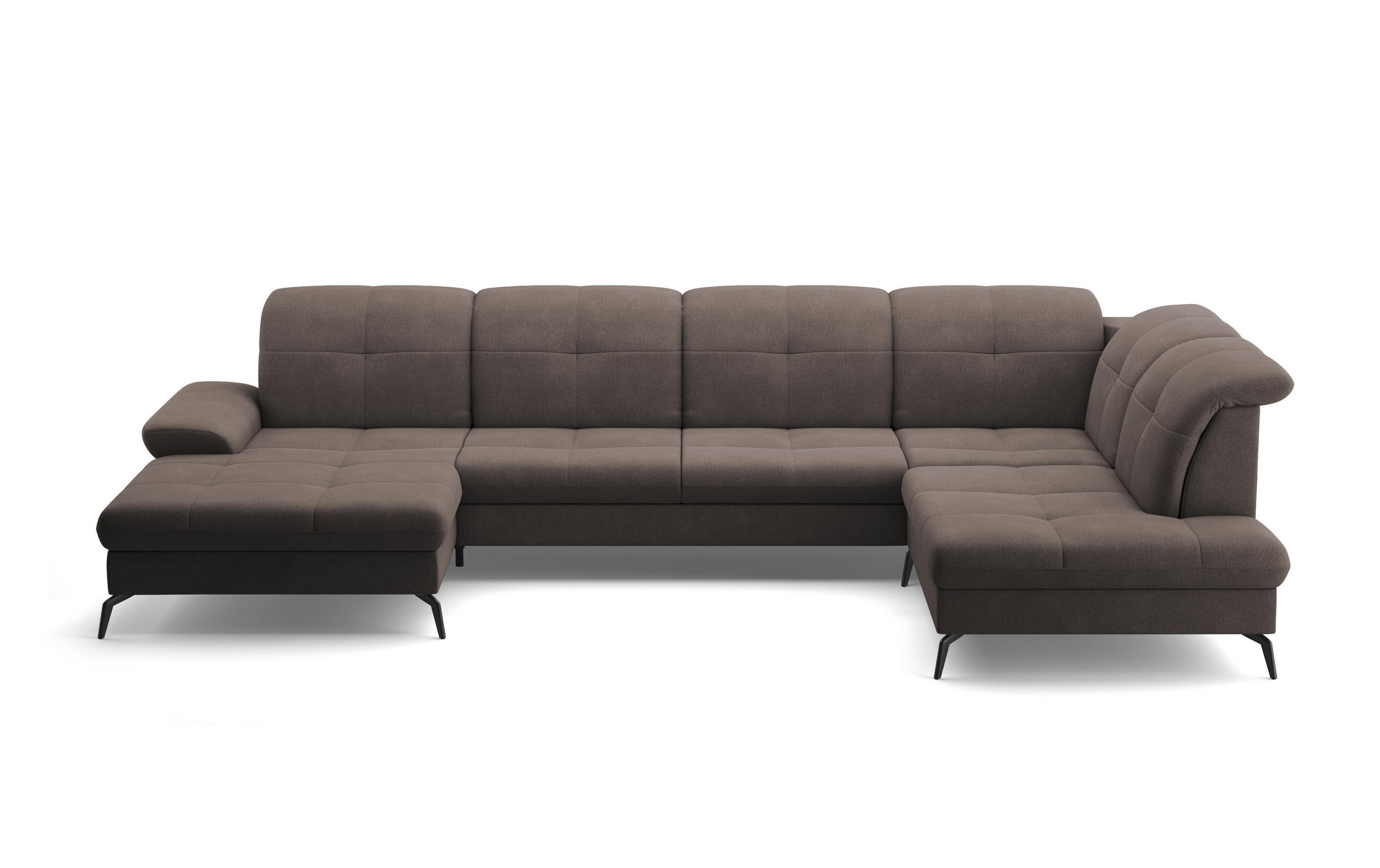 WOHNLANDSCHAFT Graphitfarben Flachgewebe  - Schwarz/Graphitfarben, KONVENTIONELL, Textil/Metall (185/357/231cm) - Sit & More