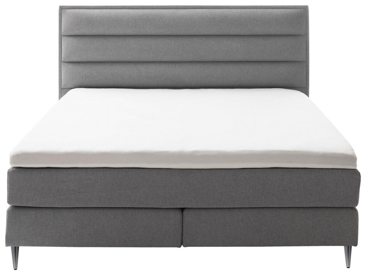 BOXSPRINGBETT 180/200 cm  in Hellgrau  - Edelstahlfarben/Hellgrau, Design, Textil/Metall (180/200cm) - Schöner Wohnen