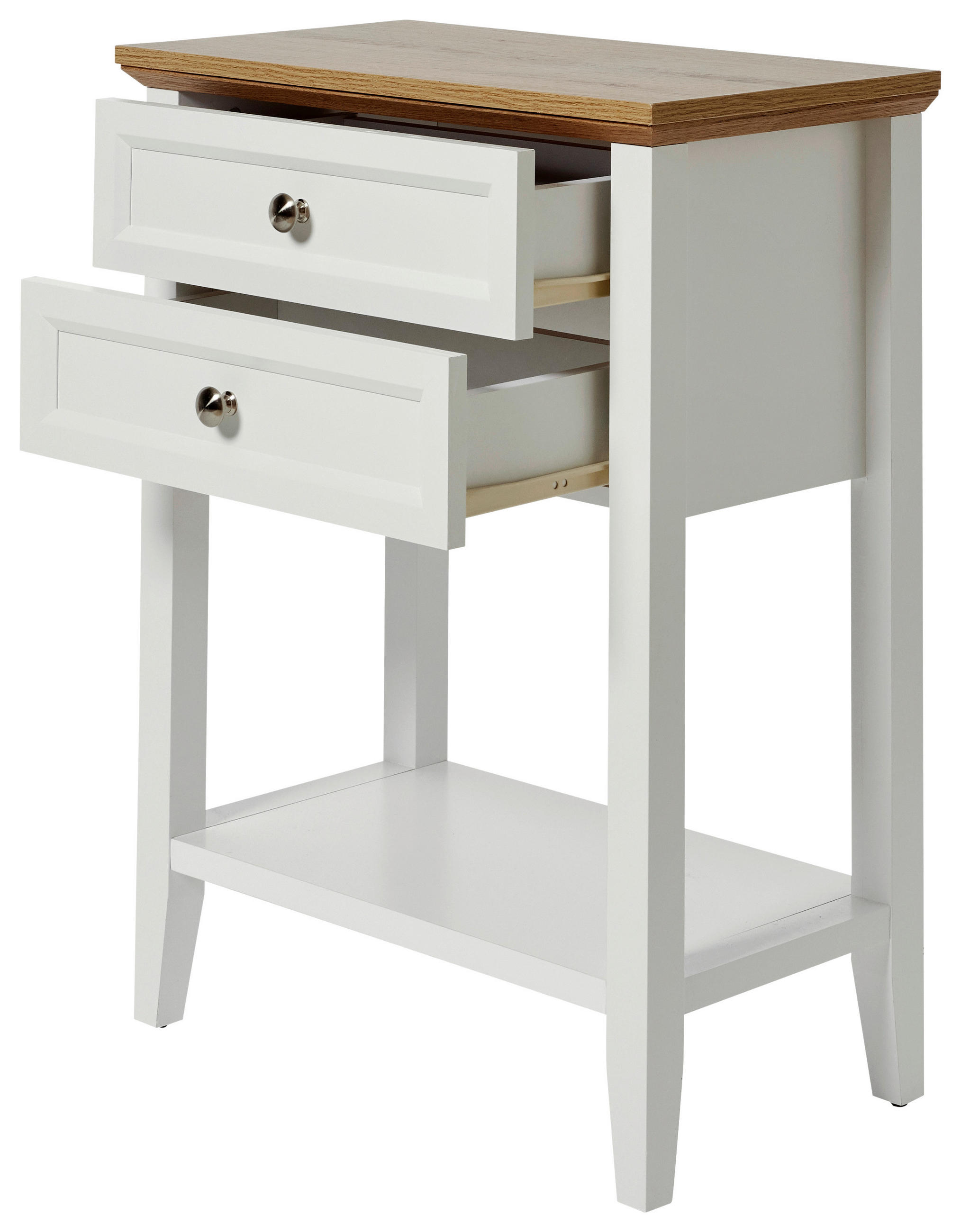 KONSOLENTISCH Weiß, Eichefarben  - Eichefarben/Alufarben, LIFESTYLE, Holzwerkstoff/Metall (60/34/75,5cm)