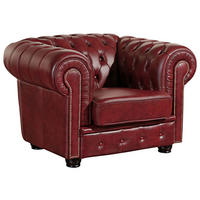CHESTERFIELD-SESSEL Echtleder Rot  - Rot/Nussbaumfarben, KONVENTIONELL, Leder/Holzwerkstoff (110/74/98cm) - Max Winzer