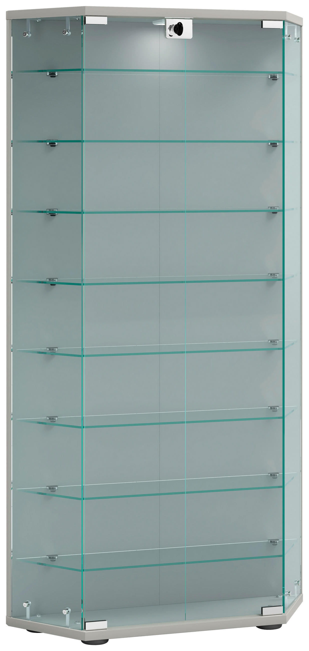 VITRINE  in Silberfarben  - Transparent/Silberfarben, Design, Glas/Holzwerkstoff (83/114/17cm) - MID.YOU