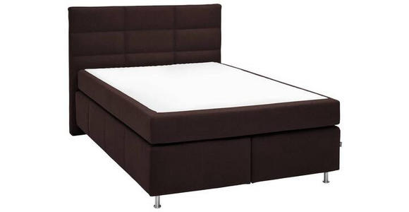 BOXSPRINGBETT 140/200 cm in Dunkelbraun - Dunkelbraun/Alufarben, KONVENTIONELL, Textil/Metall (140/200cm) - Dieter Knoll