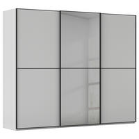 SCHWEBETÜRENSCHRANK 271/223/68 cm,  in Grau, Schwarz, 3 Tür(en)  - Schwarz/Grau, KONVENTIONELL, Glas/Holzwerkstoff (271/223/68cm) - Novel