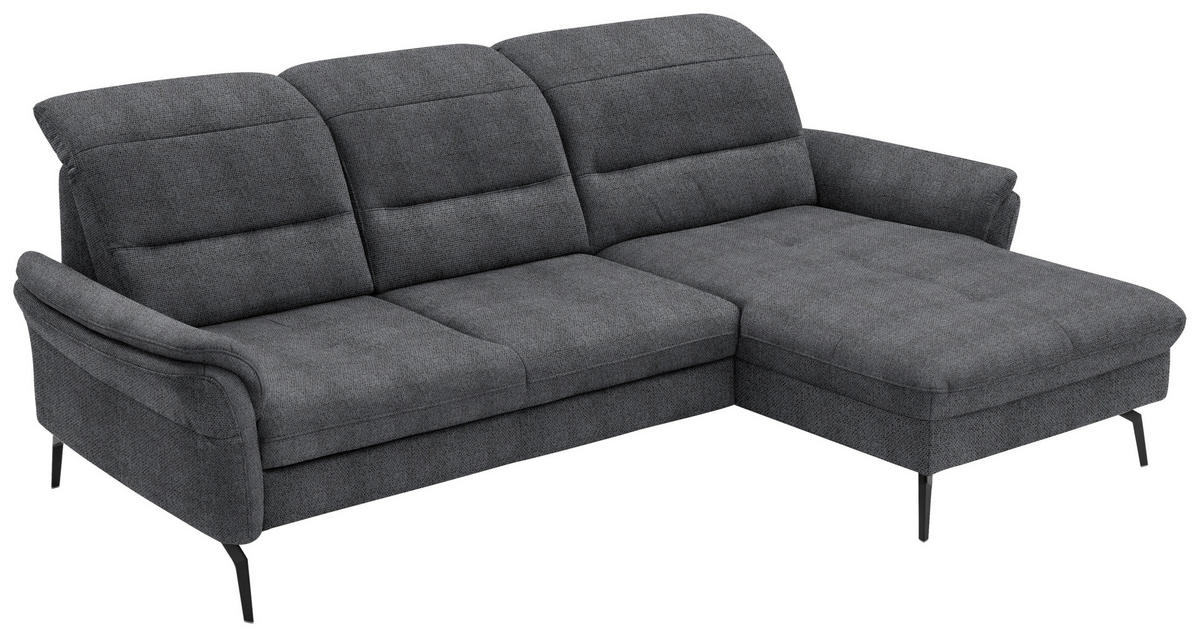ECKSOFA in Flachgewebe Anthrazit  260/181 cm  - Anthrazit/Schwarz, KONVENTIONELL, Textil/Metall (260/181cm) - Beldomo Speed