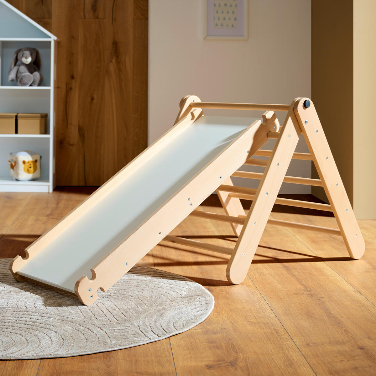 KINDERRUTSCHE - Buchefarben/Weiß, Trend, Holz (110/40/10cm) - Jimmylee