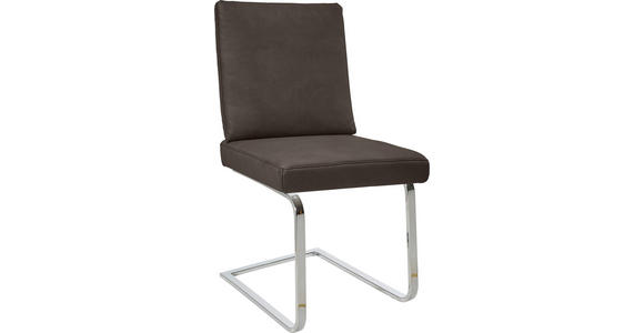 SCHWINGSTUHL in Stahl Mikrofaser - Chromfarben/Graubraun, Design, Textil/Metall (46/92/60cm) - Dieter Knoll