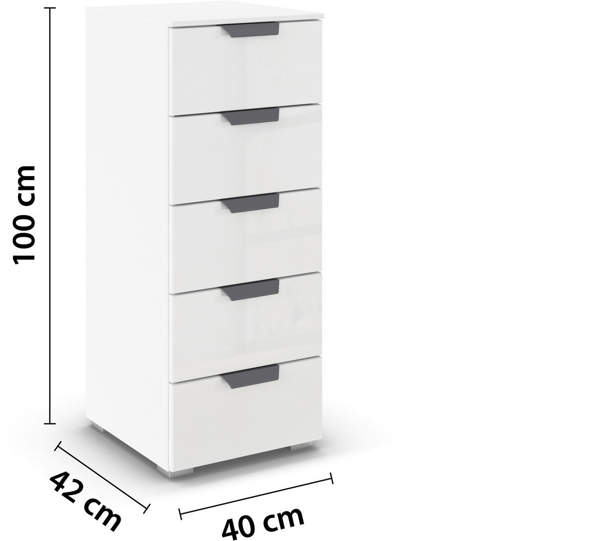 KOMMODE  in 40/100/35 cm  - Dunkelgrau/Weiß, Design, Glas/Holzwerkstoff (40/100/35cm) - Carryhome