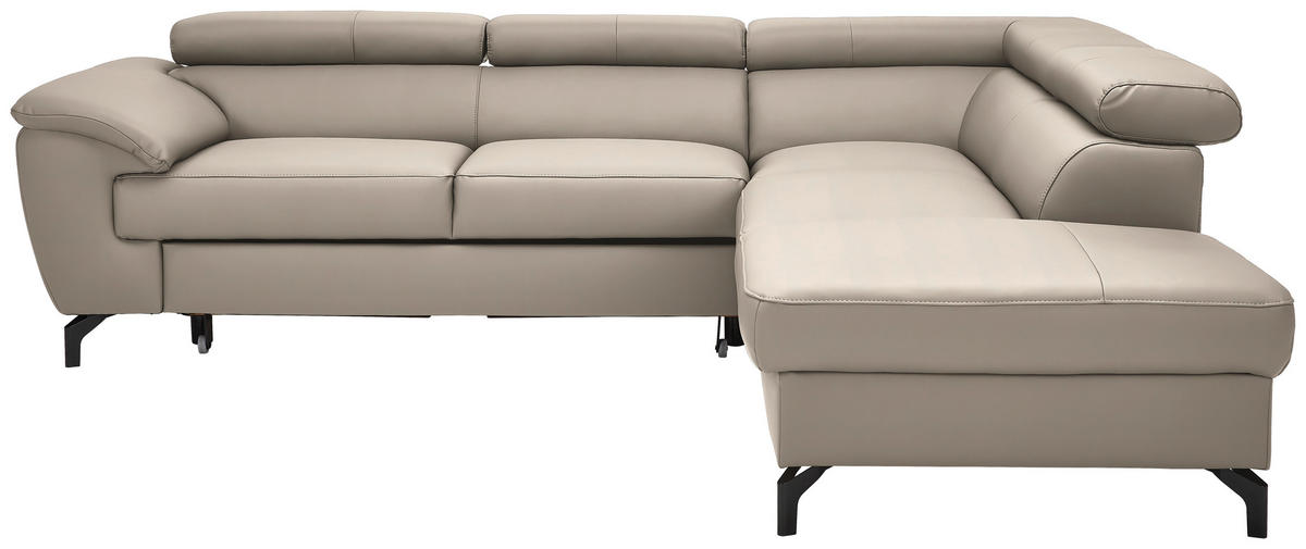 SAROKKANAPÉ textil, bőr szürkésbézs  - fekete/szürkésbézs, Design, bőr/textil (256/220cm) - Celina Home