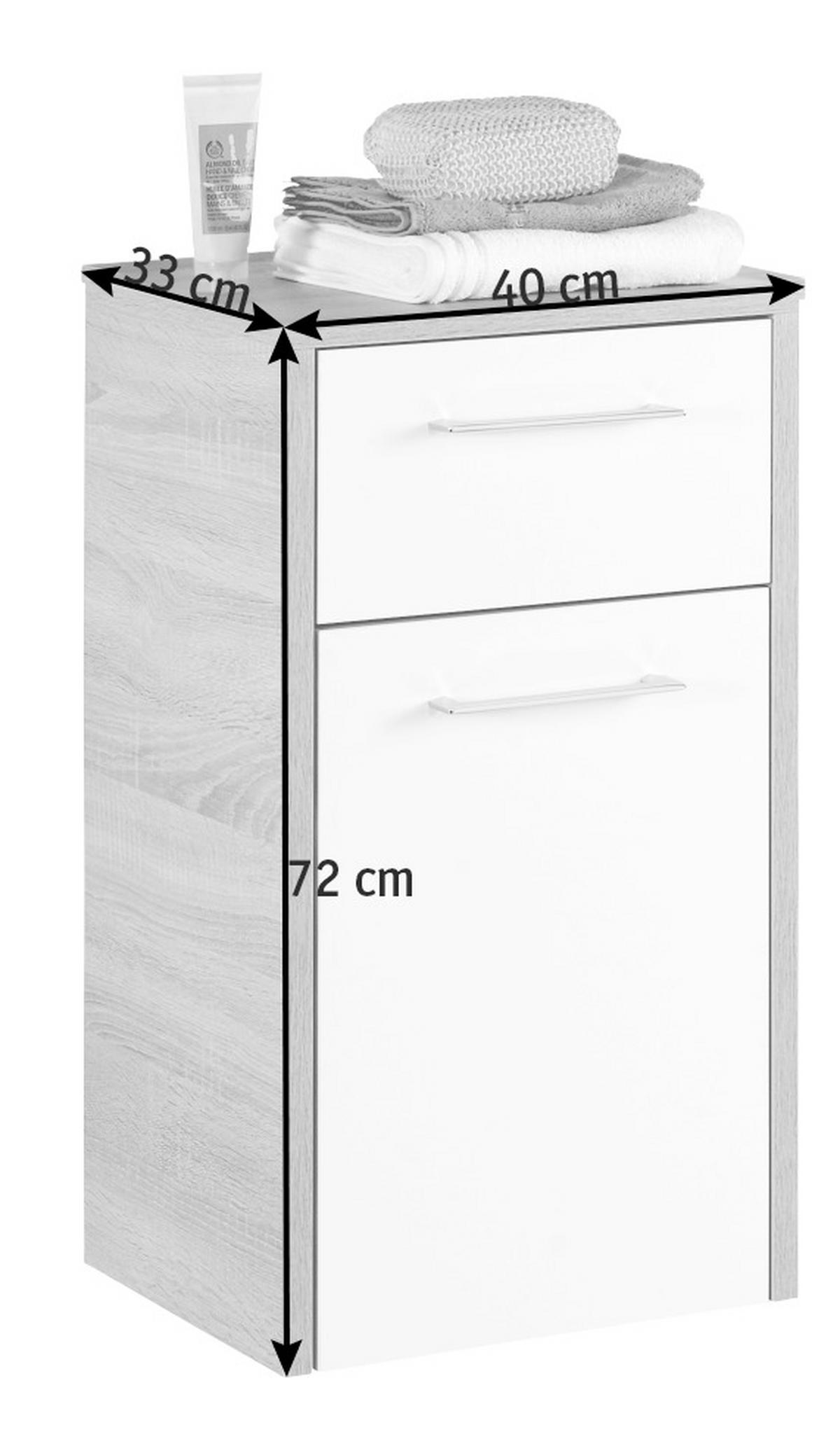 SPODNÍ SKŘÍŇKA, barvy dubu, 40/72/33 cm - bílá/barvy dubu, Design, kov/kompozitní dřevo (40/72/33cm) - Xora