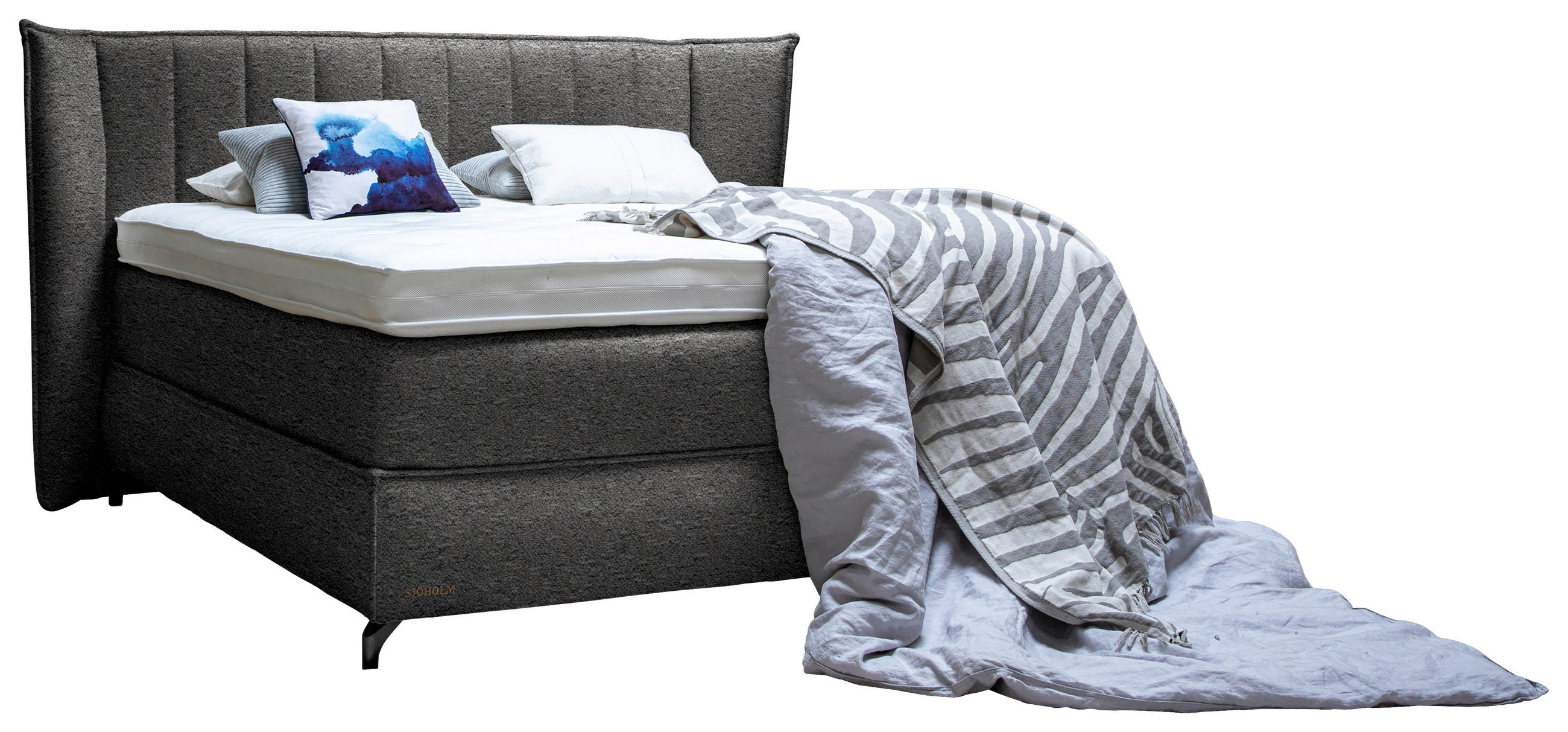 BOXSPRINGBETT 200/200 cm  in Taupe  - Taupe/Schwarz, KONVENTIONELL, Holz/Textil (200/200cm) - Sjöholm