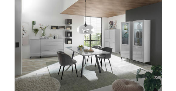 SIDEBOARD 169/89/42 cm  in Hellgrau  - Hellgrau/Schwarz, Design, Glas/Holzwerkstoff (169/89/42cm) - Novel