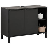 WASCHBECKENUNTERSCHRANK 80/49,3/33 cm  - Anthrazit/Schwarz, Basics, Holzwerkstoff/Kunststoff (80/49,3/33cm) - home24