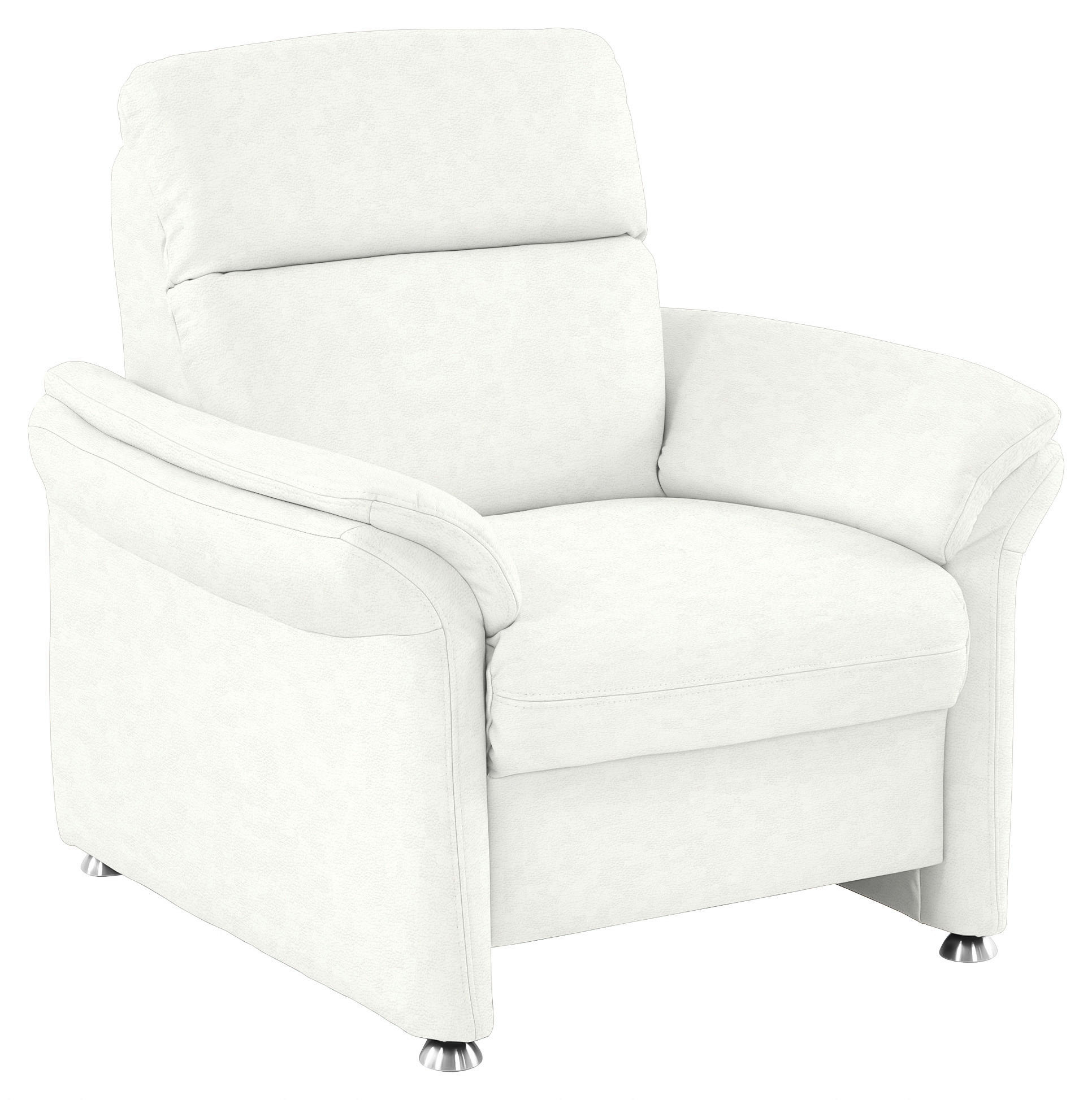 SESSEL in Echtleder Weiss - Weiss/Alufarben, Konventionell, Leder/Metall (98/96/92cm) - Beldomo Premium