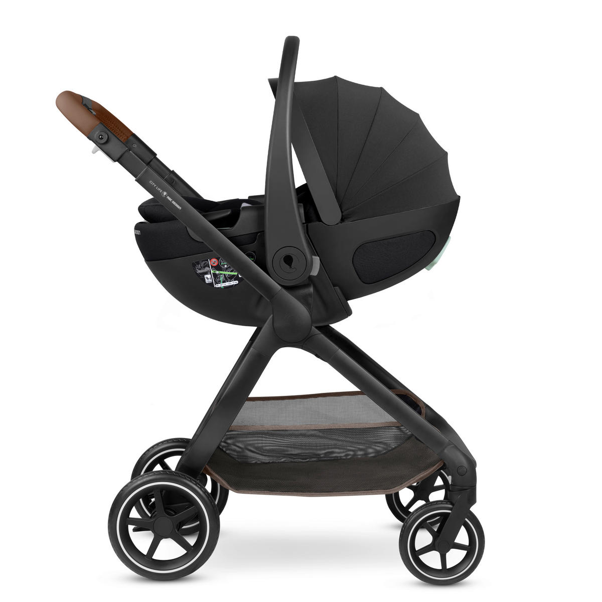 KINDERWAGENSET City Life 3in1 Set Calla  - Schwarz/Cappuccino, Basics, Textil/Metall (82/52/107.5cm) - ABC Design