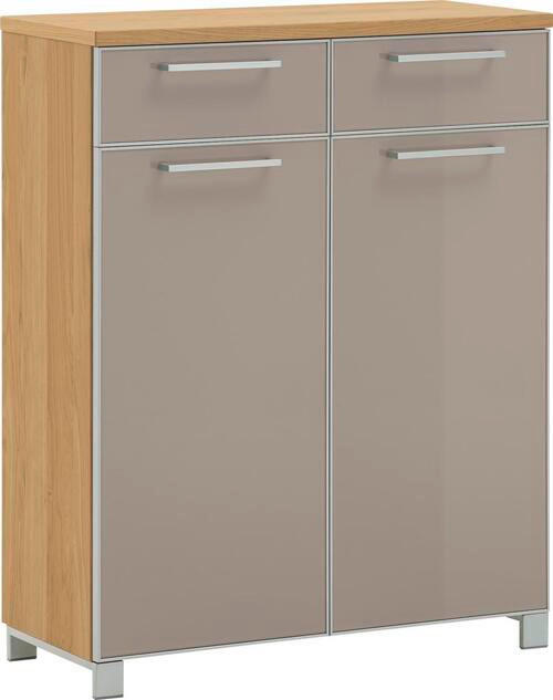 SCHUHSCHRANK Santina in 84/108/37 cm - Taupe/Chromfarben, Design, Glas/Holzwerkstoff (84/108/37cm) - Novel