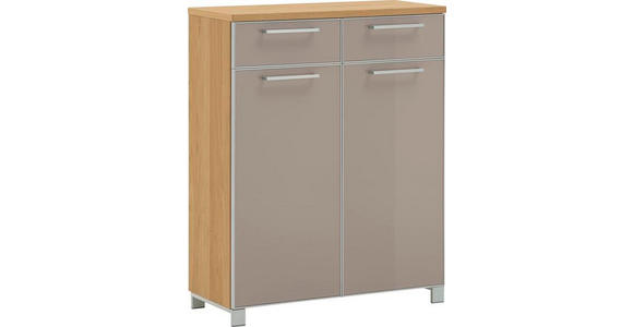 SCHUHSCHRANK 84/108/37 cm - Taupe/Chromfarben, Design, Glas/Holzwerkstoff (84/108/37cm) - Novel