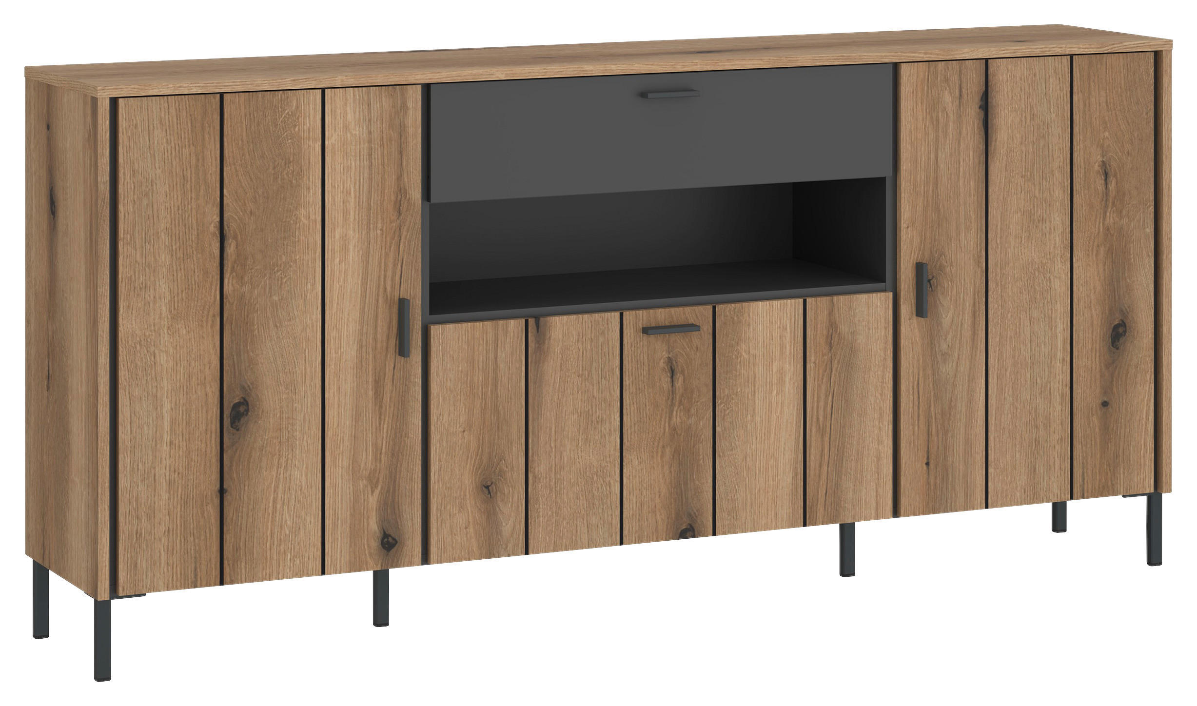 Sideboard, Shirley, B: 173,2cm Eichefarben/Anthrazit