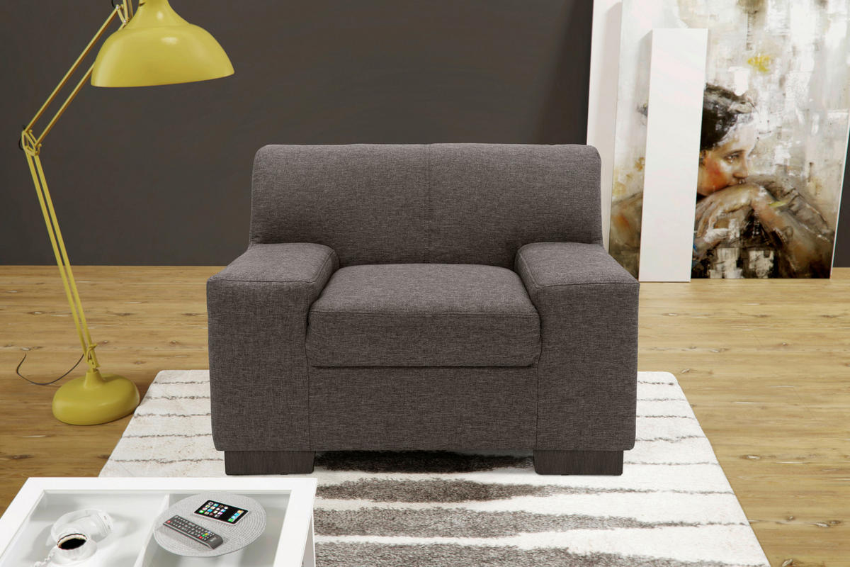 SESSEL Webstoff Graubraun    - Wengefarben/Graubraun, Design, Holz/Textil (101/74/85cm) - MID.YOU