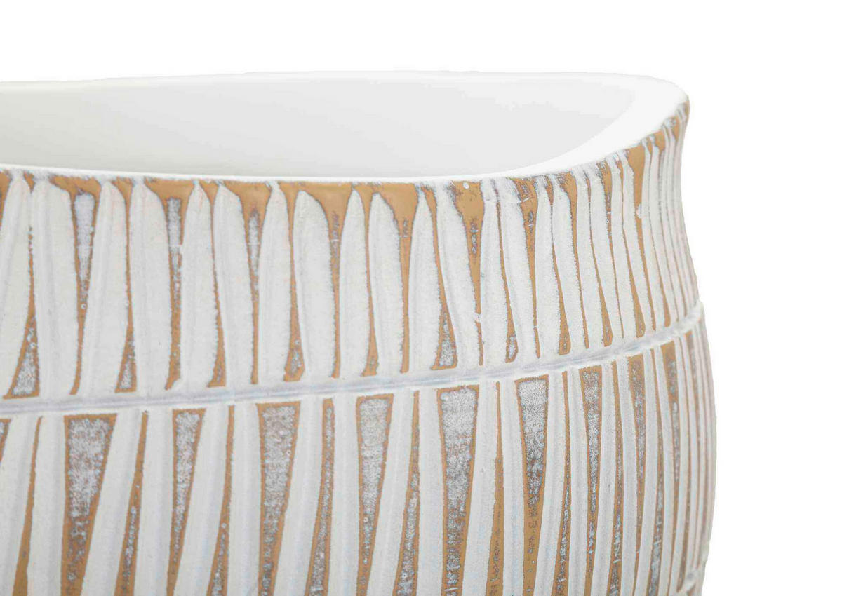 Vase Cachepot Stiky  - Goldfarben/Weiß, Basics, Kunststoff (26/20.5/26cm)