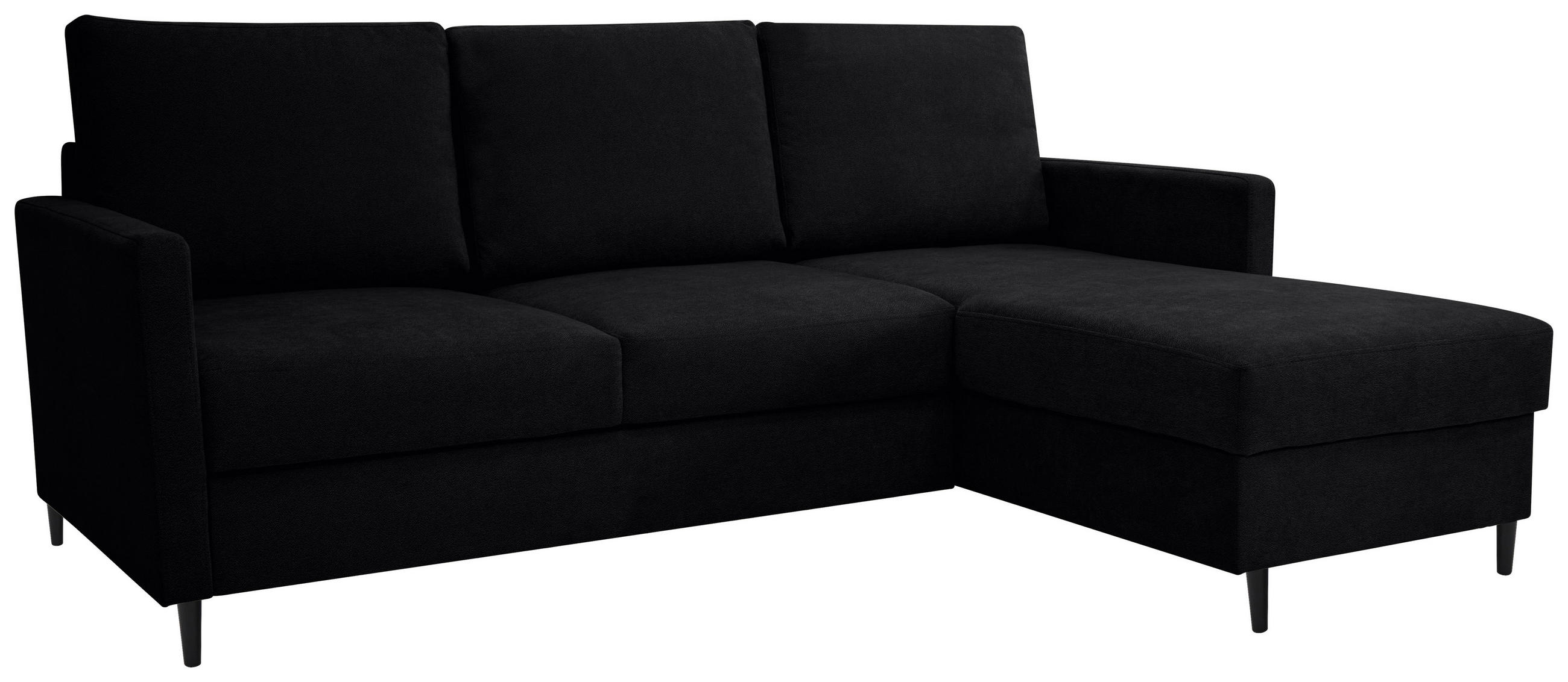 ECKSOFA Schwarz Chenille  - Schwarz, KONVENTIONELL, Holz/Textil (159/221cm) - Carryhome