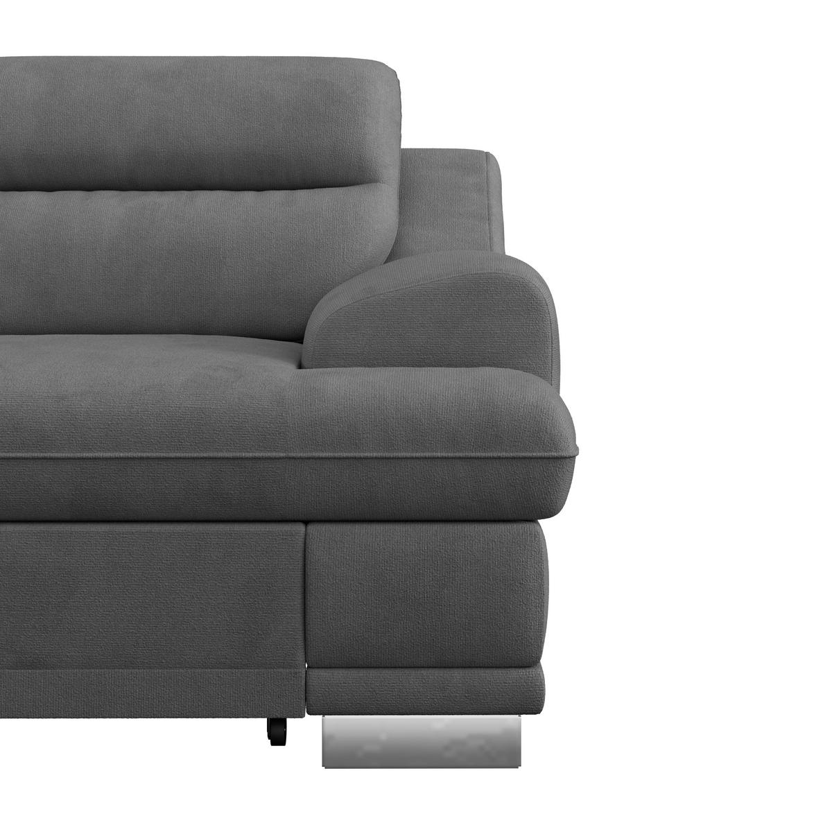 WOHNLANDSCHAFT in Velours Dunkelgrau  - Chromfarben/Dunkelgrau, Konventionell, Textil/Metall (217/264cm) - MID.YOU
