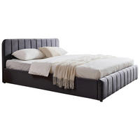 POLSTERBETT 140/200 cm,  in Grau, gepolstertes Kopfteil, Lattenrost, Bettkasten,  - Schwarz/Naturfarben, Design, Holz/Kunststoff (140/200cm) - Boxxx