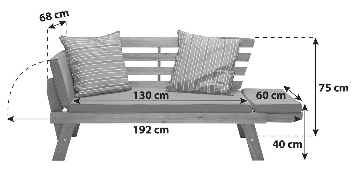 BANCĂ DE GRĂDINĂ - culoare lemn acacia/gri, Modern, lemn/textil (198/78/68cm) - Greemotion