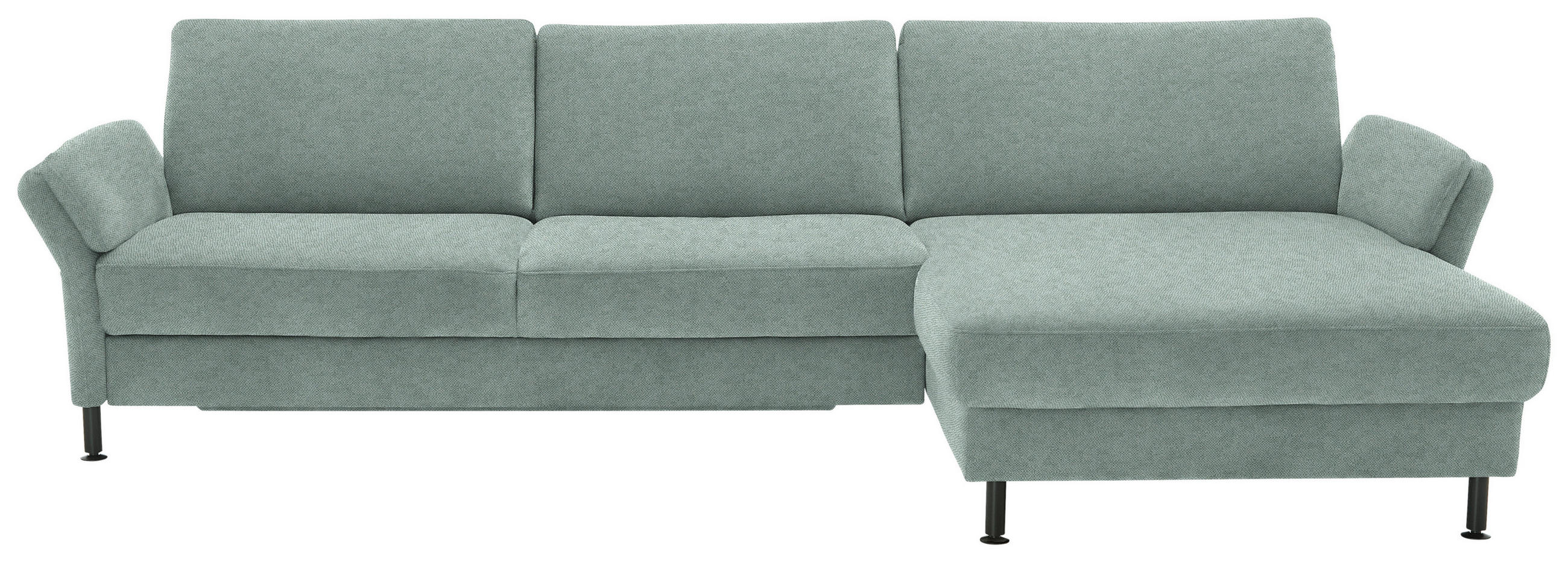 ECKSOFA  in Chenille, Flachgewebe Mintgrün  316/175 cm  - Schwarz/Mintgrün, Design, Textil/Metall (316/175cm) - Dieter Knoll
