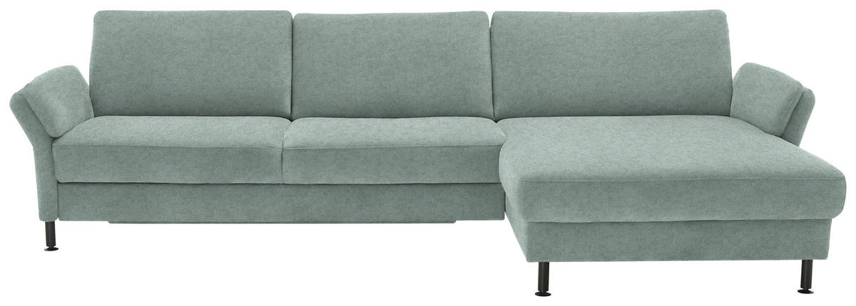 ECKSOFA Chenille, Flachgewebe Mintgrün  - Schwarz/Mintgrün, Design, Textil/Metall (316/175cm) - Dieter Knoll