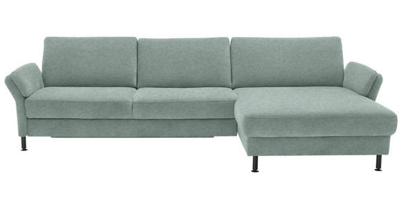 ECKSOFA  in Chenille, Flachgewebe Mintgrün  316/175 cm  - Schwarz/Mintgrün, Design, Textil/Metall (316/175cm) - Dieter Knoll