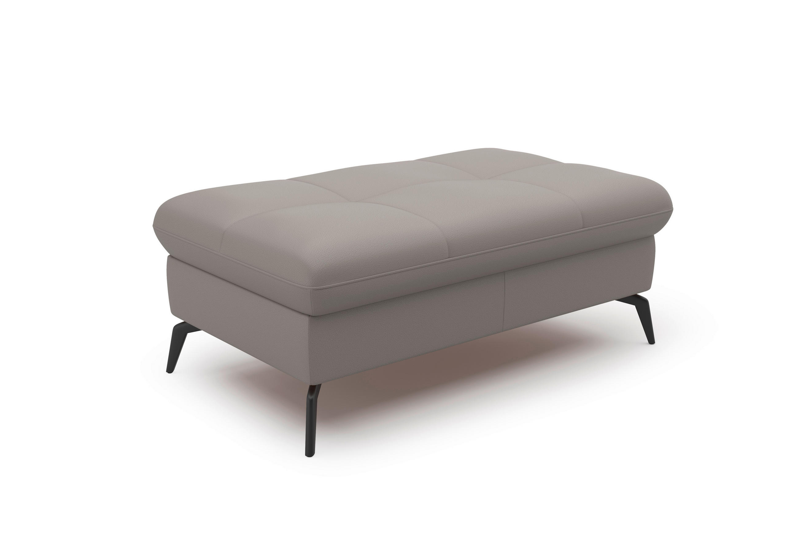 HOCKER in Leder Hellgrau - Hellgrau/Schwarz, Konventionell, Leder/Metall (102/47/69cm) - Sit & More