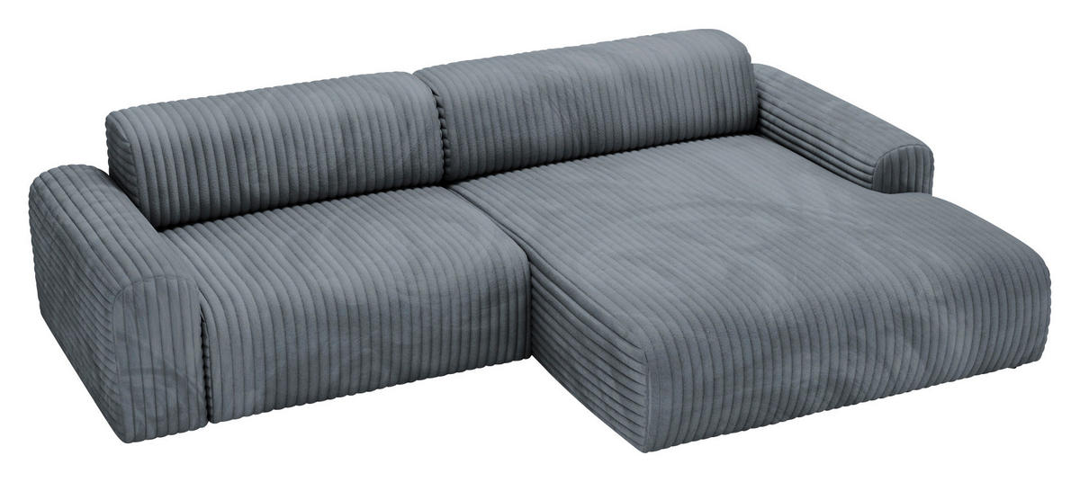 ECKSOFA in Cord Blaugrau  - Blaugrau/Schwarz, Design, Kunststoff/Textil (292/178cm) - Livetastic