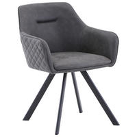 ŽIDLE S PODRUČKAMI, železo, mikrovlákno, černá, šedavě hnědá - černá/šedavě hnědá, Design, kov/textil (59/80/60cm) - Hom`in