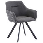 ARMLEHNSTUHL  Stoffauswahl, Sitzfläche 180° drehbar Mikrofaser  - Graubraun/Schwarz, Design, Textil/Metall (59/80/60cm) - Hom`in