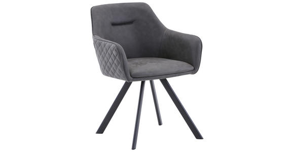 ARMLEHNSTUHL  Stoffauswahl, Sitzfläche 180° drehbar Mikrofaser  - Graubraun/Schwarz, Design, Textil/Metall (59/80/60cm) - Hom`in