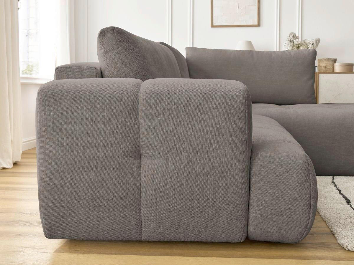 ECKSCHLAFSOFA FUJI Leinenoptik Taupe  inkl.  - Taupe/Schwarz, MODERN, Kunststoff/Textil (282/204cm)